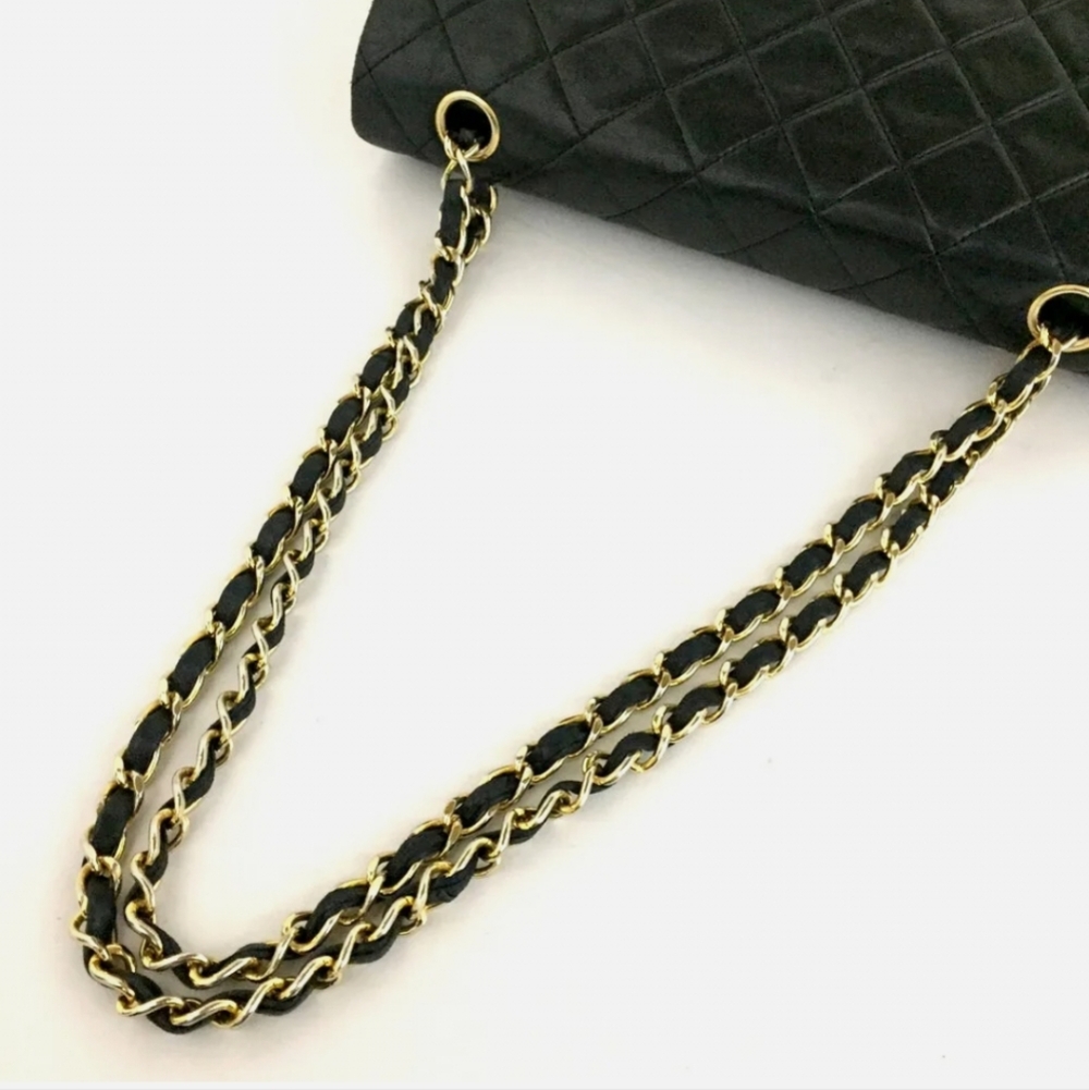 CHANEL Black Lambskin Double Flap - Picture 6 of 11
